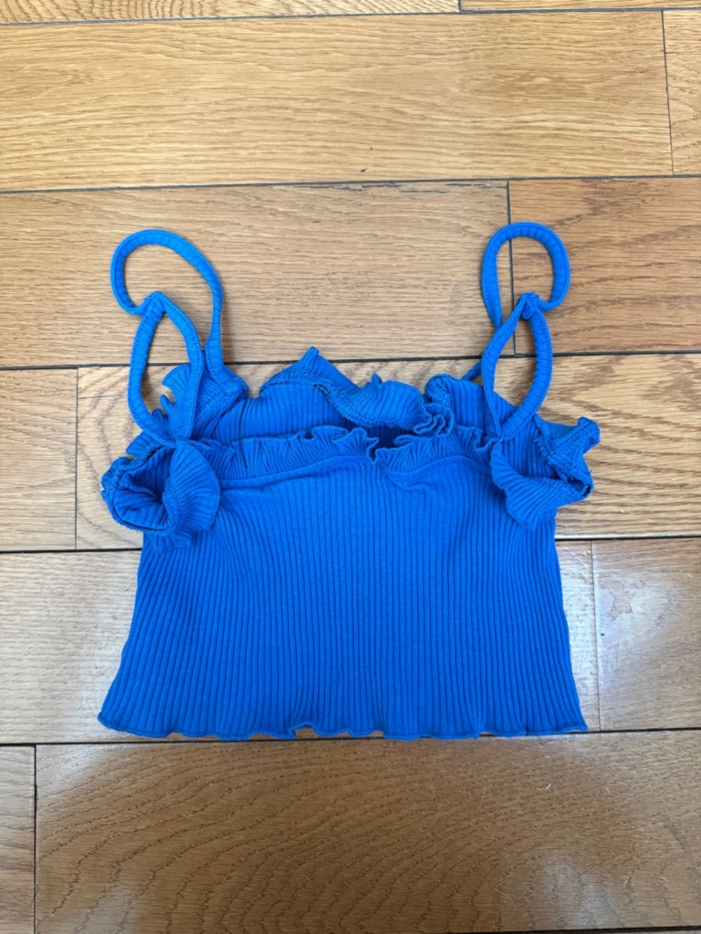 SHEIN Royal Blue Ribbed Ruffle Cami - Picture 2 of 3